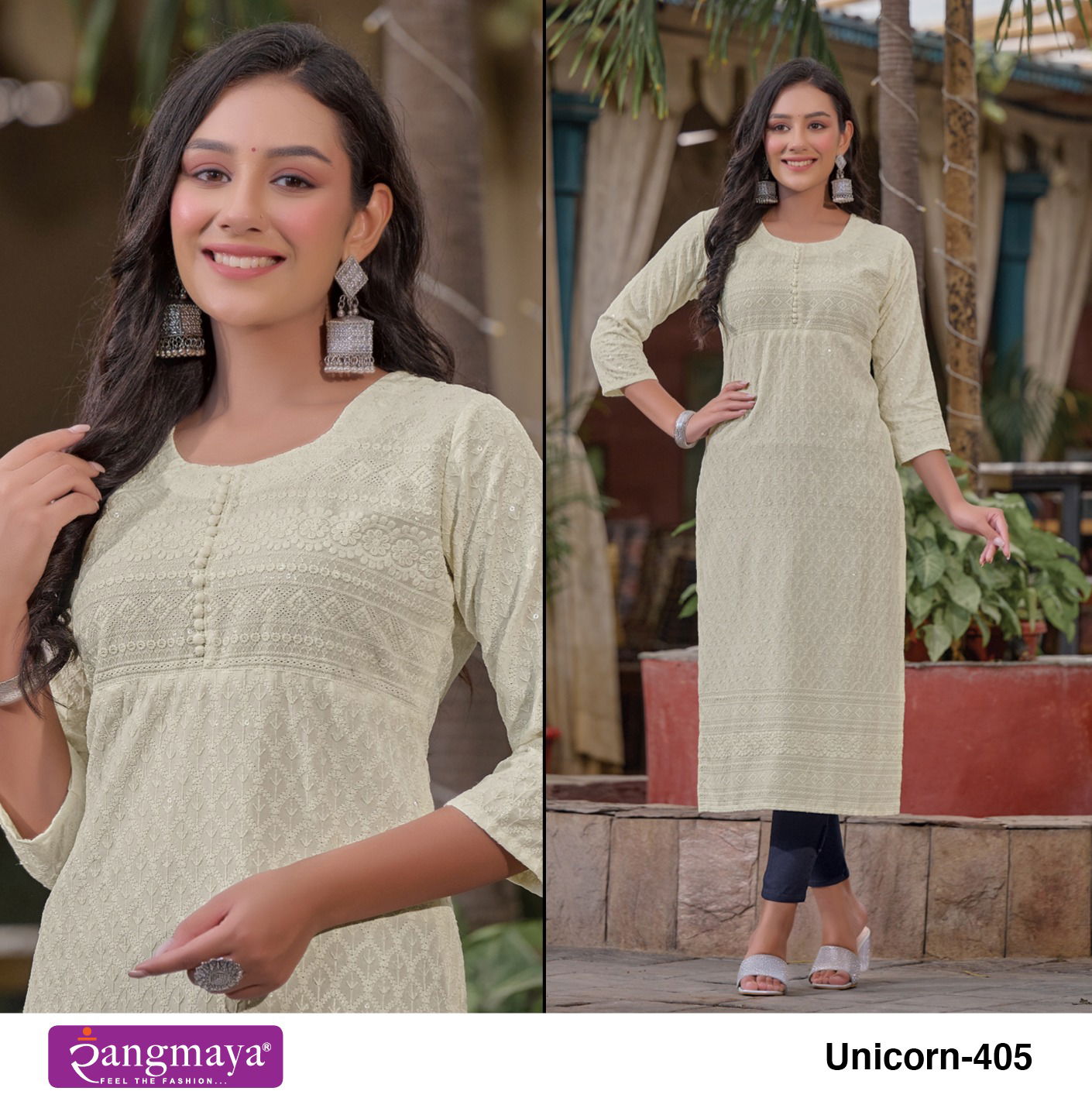Unicorn 4 By Rangmaya Chikankari Chiffon Kurtis Wholesale Clothing Distributors In India
